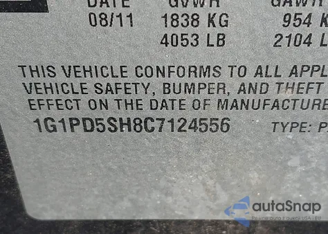 2012 Chevrolet Cruze Ls z USA, uszkodzony, nr VIN 1G1PD5SH8C7124556